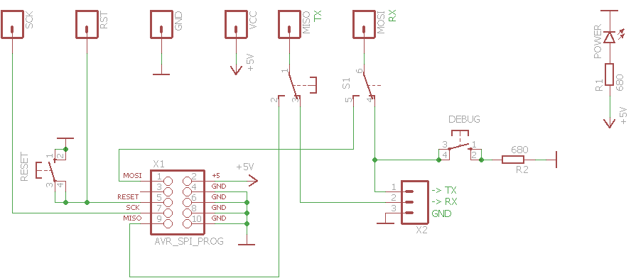 Схема ISP адаптера для atmega128