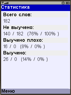 Экран статистики