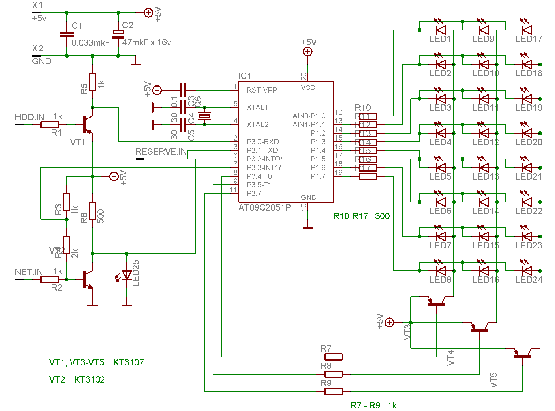 LED computer activity indicator - circuit