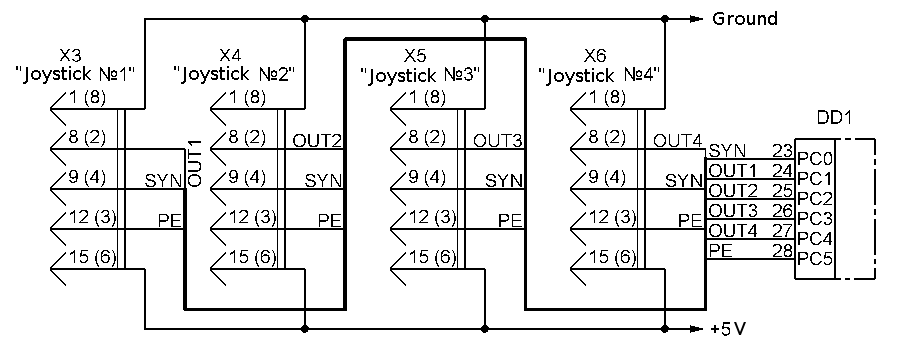 The Circut for connecting of NES-joysticks